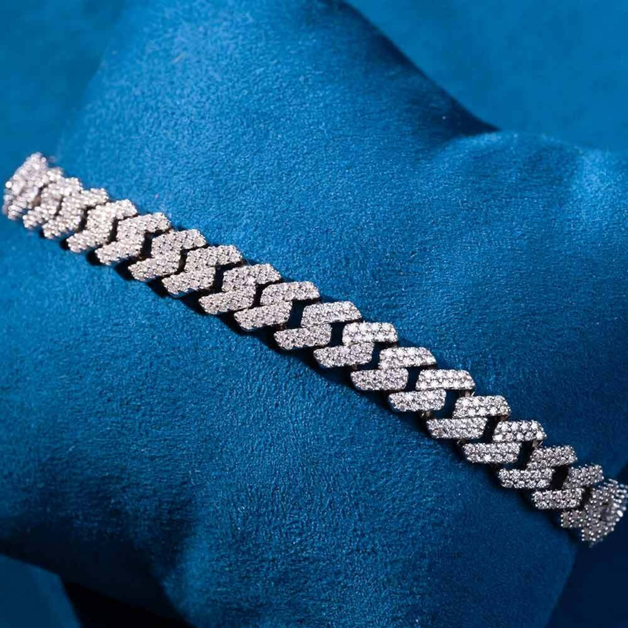 【Moissanite/S925】Iced Out Prong Cuban Chain Bracelet【10mm】